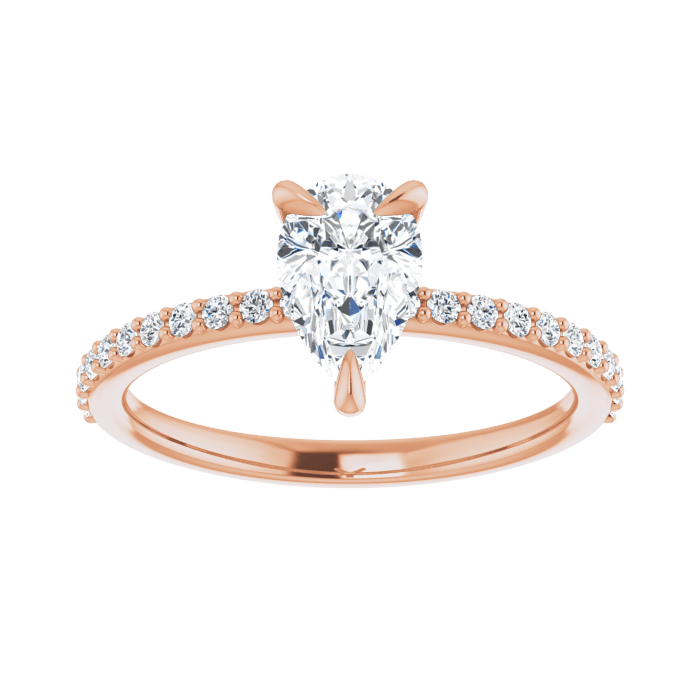 Tropfen Pavé Solitaire Ring Roségold