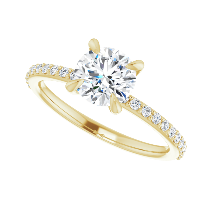 Pavé Solitaire Ring Gelbgold