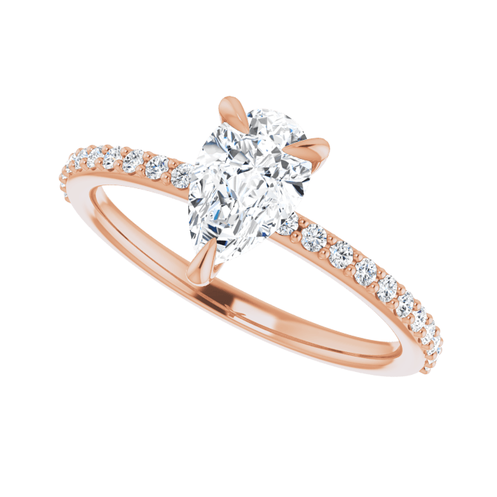 Tropfen Pavé Solitaire Ring Roségold