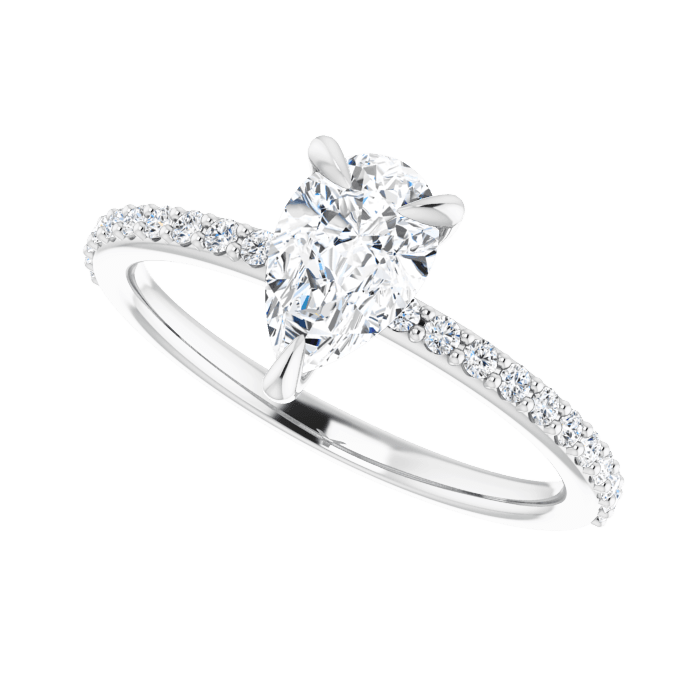 Pear Pavé Solitaire Ring White Gold