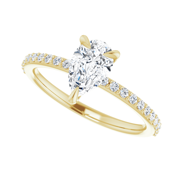 Tropfen Pavé Solitaire Ring Gelbgold