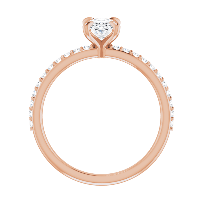 Oval Pavé Solitaire Ring Roségold