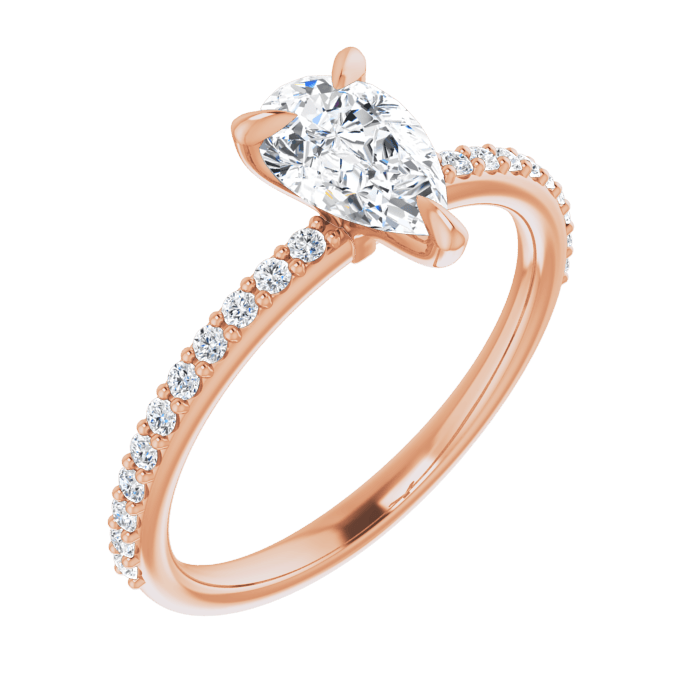 Tropfen Pavé Solitaire Ring Roségold