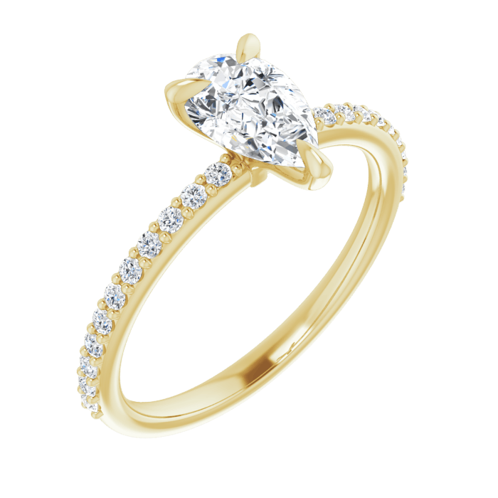 Tropfen Pavé Solitaire Ring Gelbgold