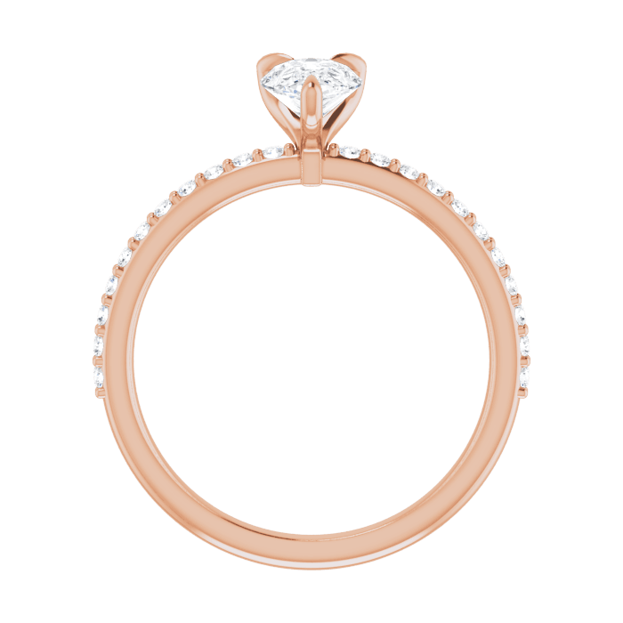 Tropfen Pavé Solitaire Ring Roségold