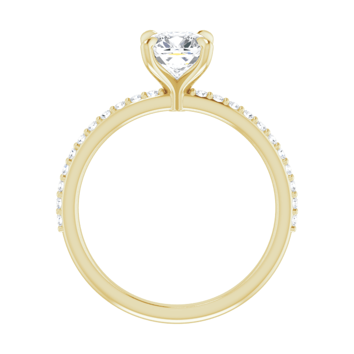 Cushion Pavé Solitaire Ring Gelbgold