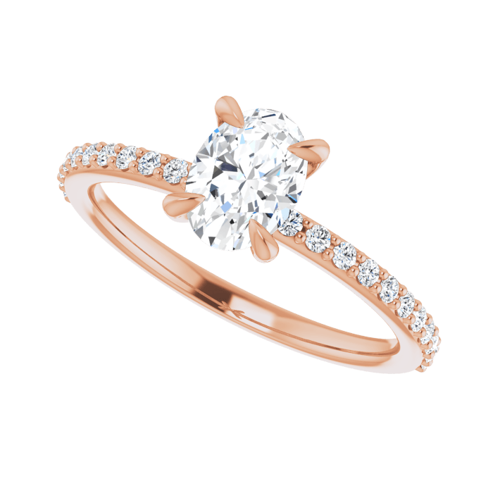 Oval Pavé Solitaire Ring Roségold