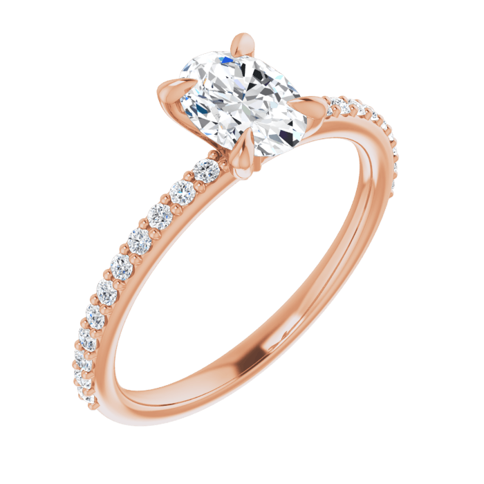 Oval Pavé Solitaire Ring Roségold