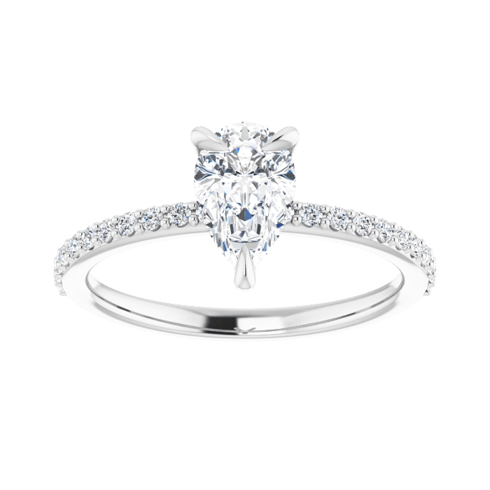 Pear Pavé Solitaire Ring White Gold