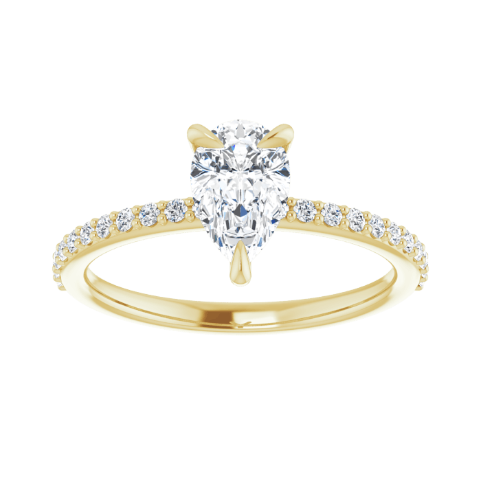 Tropfen Pavé Solitaire Ring Gelbgold