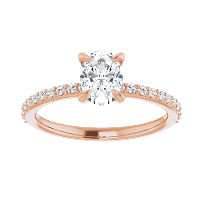 Oval Pavé Solitaire Ring Roségold