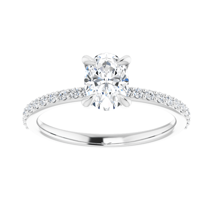 Oval Pavé Solitaire Ring Weißgold