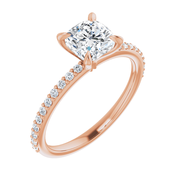 Cushion Pavé Solitaire Ring Roségold