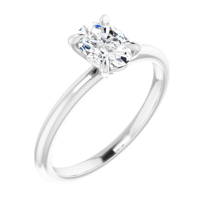 Oval Solitaire Ring White Gold