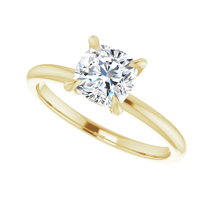 Cushion Solitaire Ring Gelbgold