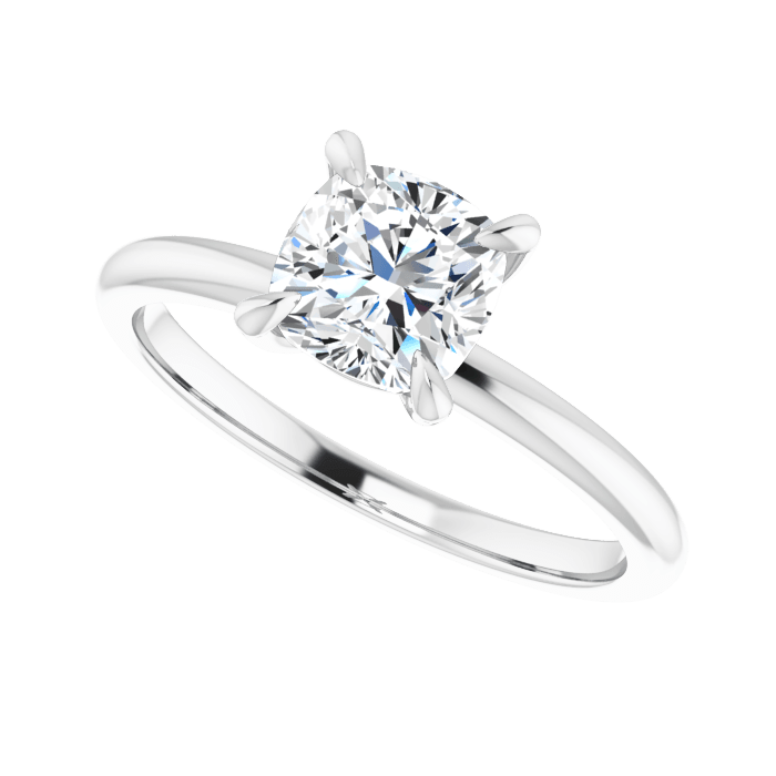 Cushion Solitaire Ring Weißgold