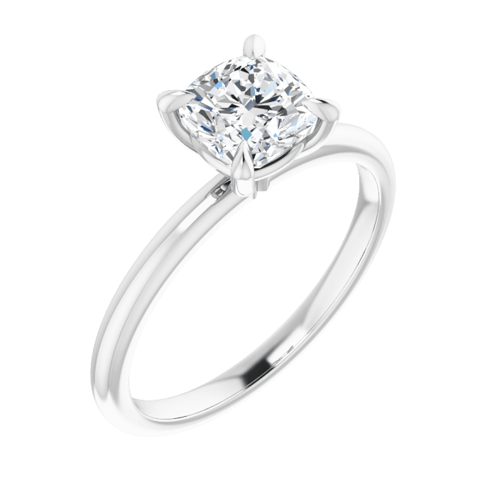 Cushion Solitaire Ring Weißgold