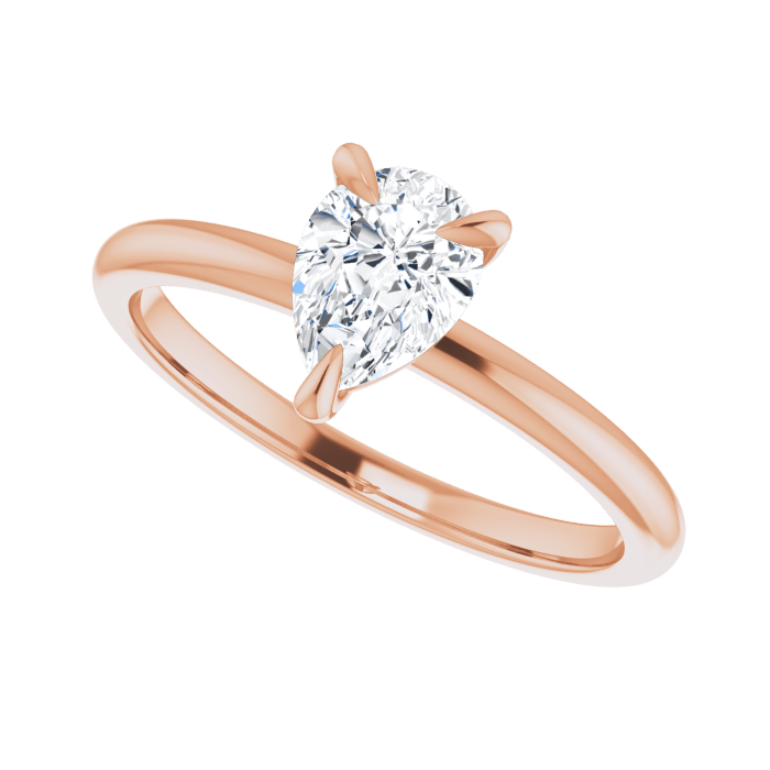 Pear solitaire ring rose gold