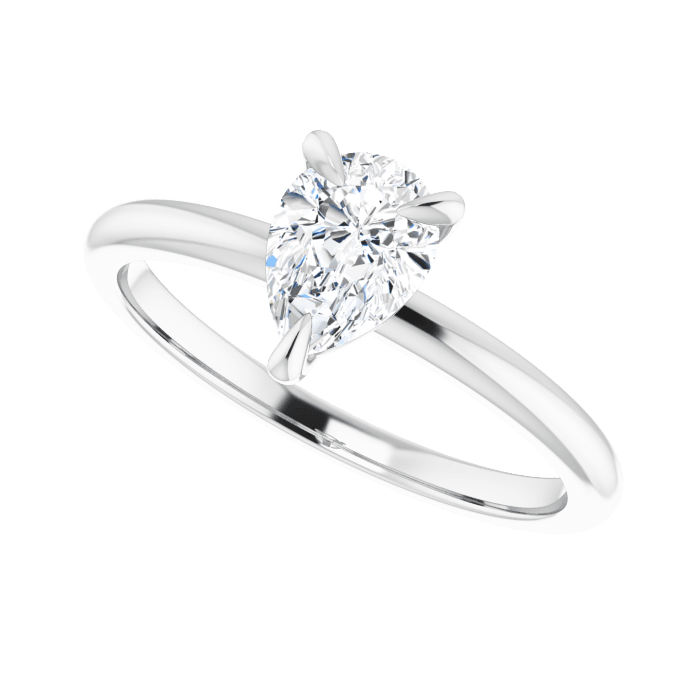 Tropfen Solitaire Ring Weißgold