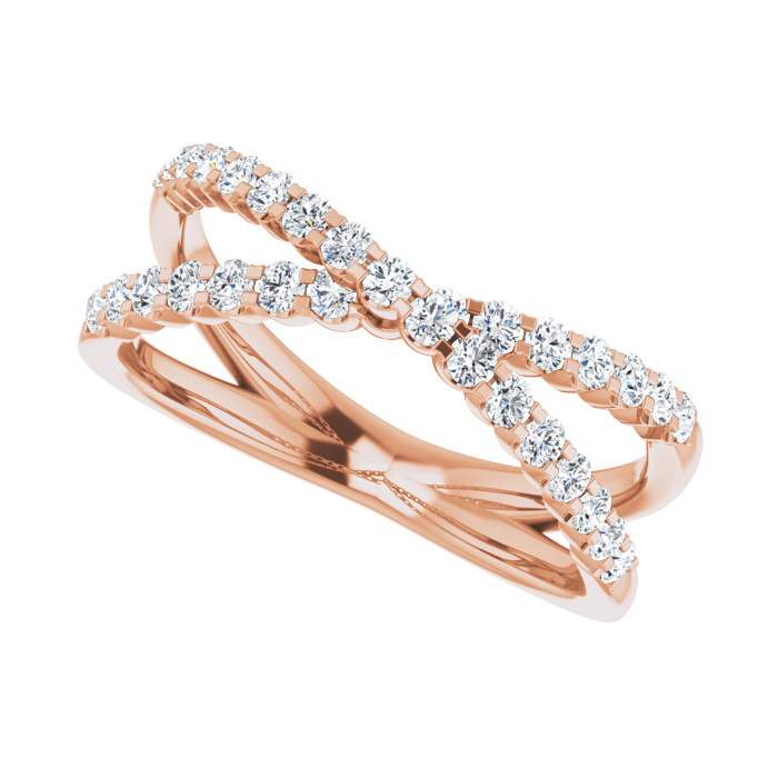 Criss-Cross Diamantring Roségold