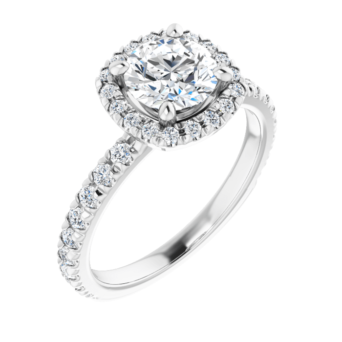 Halo ring white gold