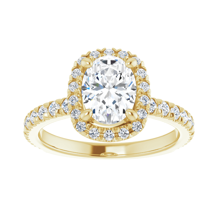 Halo Ring Oval Gelbgold