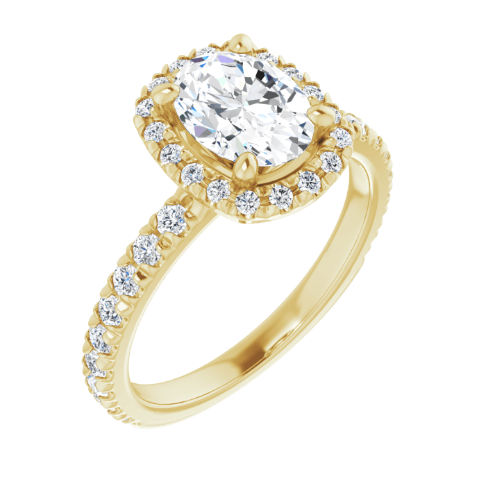 Halo Ring Oval Gelbgold