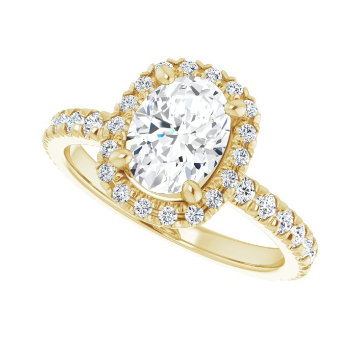 Halo Ring Oval Gelbgold