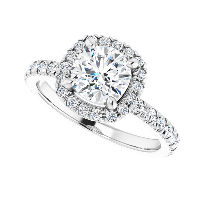 Halo ring white gold