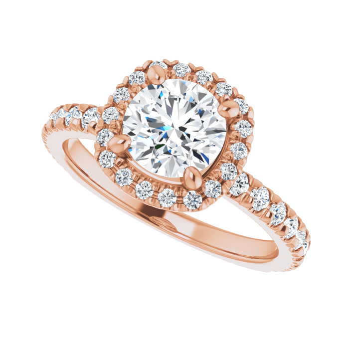 Halo ring rose gold