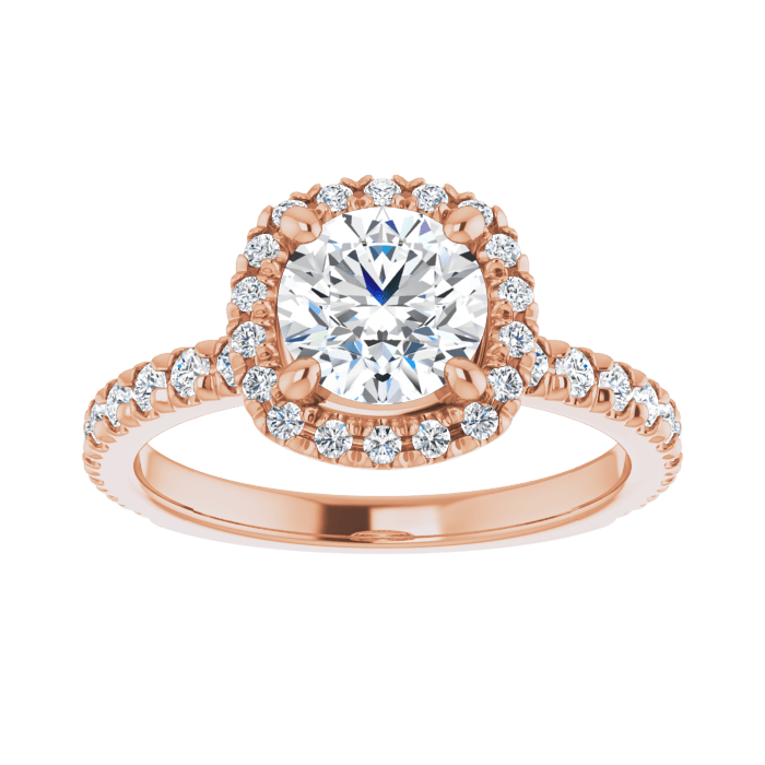 Halo ring rose gold