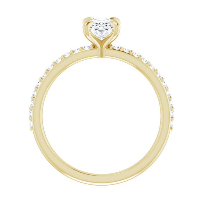 Oval Pavé Solitaire Ring Gelbgold