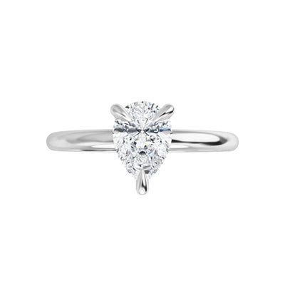 Tropfen Solitaire Ring Weißgold