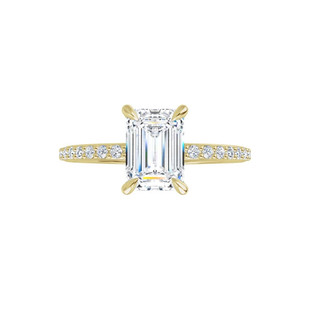 Emerald Pavé Solitaire Ring Gelbgold