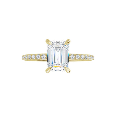 Emerald Pavé Solitaire Ring Gelbgold