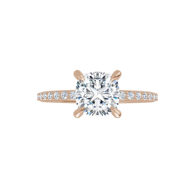 Cushion Pavé Solitaire Ring Roségold