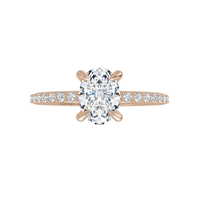 Oval Pavé Solitaire Ring Roségold