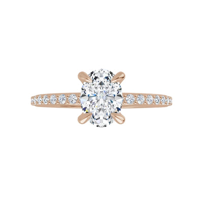 Oval Pavé Solitaire Ring Roségold