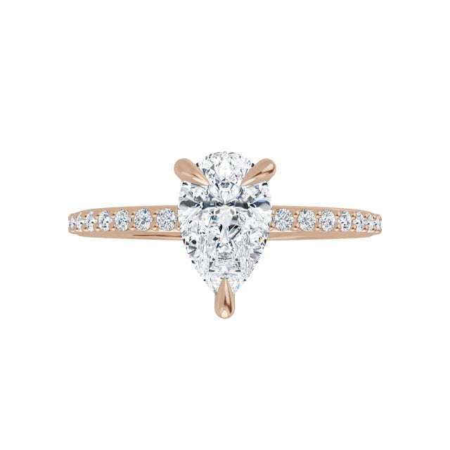 Tropfen Pavé Solitaire Ring Roségold