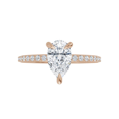 Tropfen Pavé Solitaire Ring Roségold