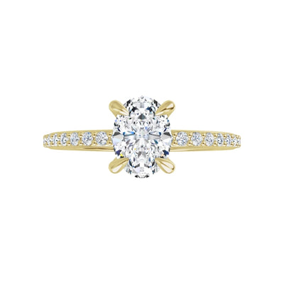 Oval Pavé Solitaire Ring Gelbgold