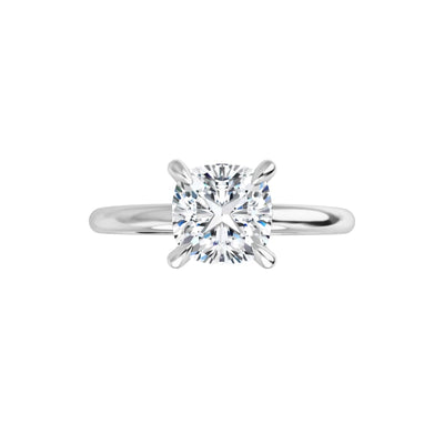 Cushion Solitaire Ring Weißgold