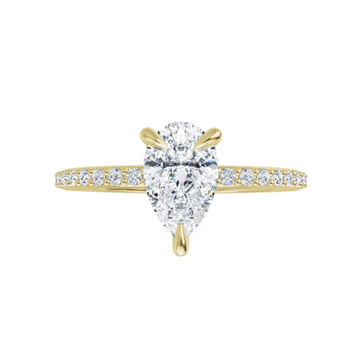 Tropfen Pavé Solitaire Ring Gelbgold