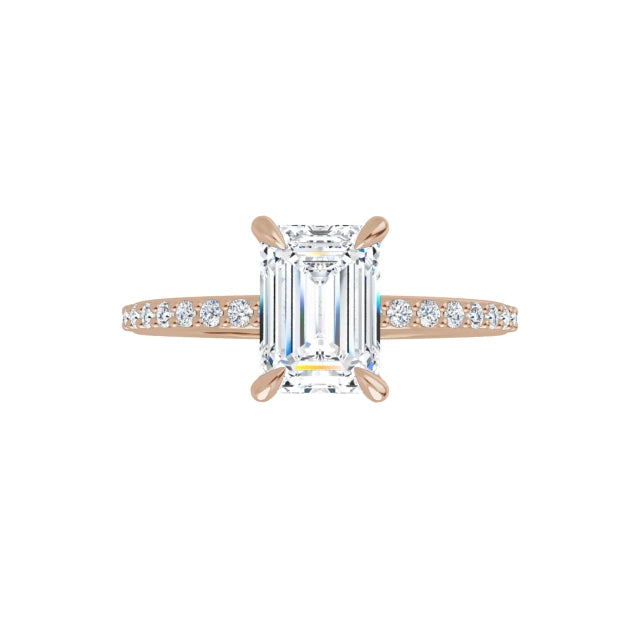 Emerald Pavé Solitaire Ring Roségold